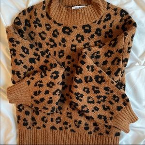 OLD NAVY LADIES OVERSIZE SWEATER LEOPARD PRINT RUST BLACK SZ SMALL